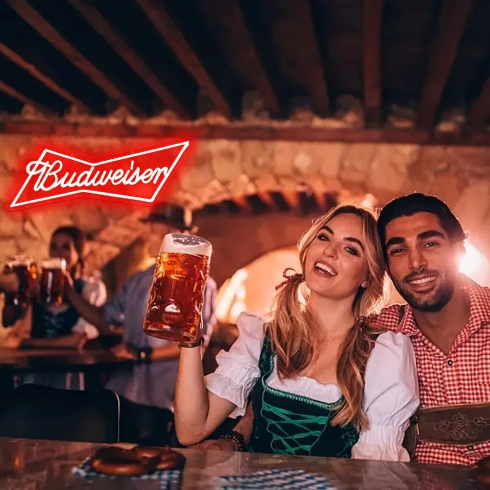 budweiser logo beer bar Neon Signs Bar Neon Beer Light Sign for Wall Decor , for Man Cave Bedroom Shop Beer Club Pub Bistro